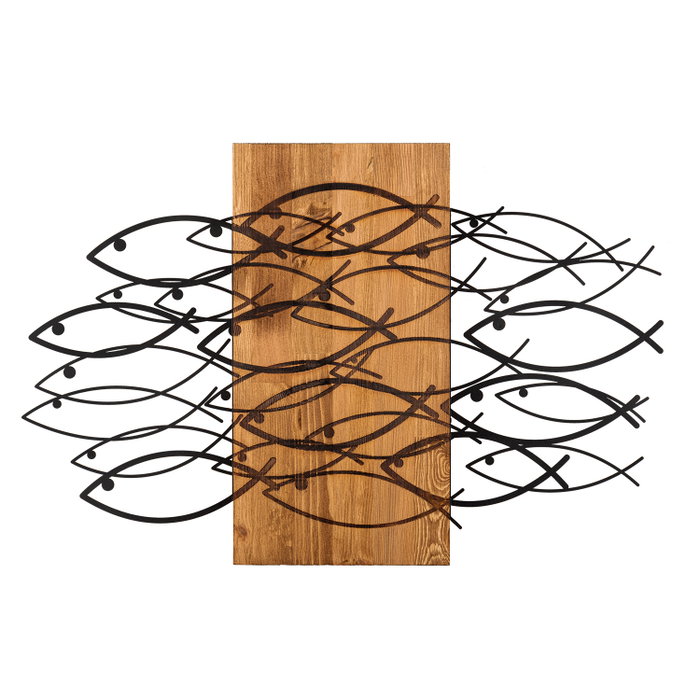 Wallity Fish Accesorio decorativo de pared Negro y Nogal